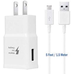 Adaptive Fast Charger Kit Compatible Samsung Galaxy S6/ S7/ Edge/Plus/Active/Note 5 / Note 4, USB 2.0 Fast Wall Charger Adapter and Micro USB Cable