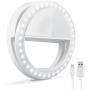 Selfie Ring Light, Oternal Selfie Light Rechargeable Portable Clip-on Selfie Fill Ring Light for iPhone Android Smart Phone Photography, Camera Video, Girl Makes up (Grey White)