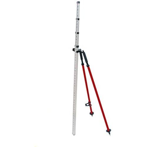 AdirPro Barcode Rod Bipod - Leveling Rod Bipod with Thumb Release Locking System (Red)