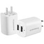 Tranesca Dual USB Wall Chargers for iPhone Xs/Xs Max,iPhone XR/8/7/6S/6S Plus/6 Plus/6, Samsung Galaxy S7/S6/S5 Edge, LG, HTC, Moto, Kindle and More-2 Pack (White)
