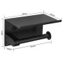 Wahtool Toilet Paper Holder and Shelf 304 Stainless Steel Bathroom Accessories, Paper Roll Holder or Smartphone Shelf, Wall Mounted for Bathroom, Black Matte