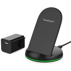 Yootech Wireless Charger, Qi-Certified 10W Max Wireless Charging Stand with QC3.0 AC Adapter, Compatible with iPhone SE 2020/11/11 Pro/11 Pro Max/XS/XR/XS MAX/X, Galaxy S20/Note 10/Note 10 Plus/S10/S9