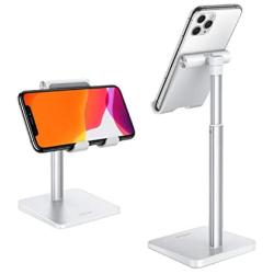 Cell Phone Stand, OMOTON Adjustable Angle Height Desk Phone Dock Holder for iPhone SE 2/11 / 11 Pro/XS Max/XR, Samsung Galaxy S20 / S10 / S9 / S8 and Other Phones (3.5-7.0-Inch),Silver