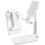 Metal Desktop Cell Phone Stand Holder,Tablet Holder Table Cell Foldable Extend Support Desk Mobile Phone Holder Stand for iPhone iPad Adjustable (White)