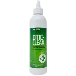 Pet MD Otic Clean Dog Ear Cleaner for Cats and Dogs - Effective Against Infections Caused by Mites, Yeast, Itching and Controls Odor - 8 oz (Cucumber Melon)