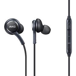 OEM ElloGear Earbuds Stereo Headphones for Samsung Galaxy S10 S10e Plus Cable 3.5mm Jack - Designed by AKG - with Microphone and Volume Buttons (Grey) - 2 Pack