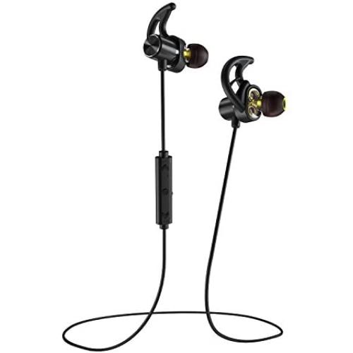 Phaiser BHS-790 Bluetooth Headphones with Dual Graphene Drivers and AptX Bluetooth 5.0 Sport Headset with Mic - Wireless Earbuds for Running - Sweatproof, Blackout