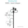 Wishinkle 3-in-1 Cable Type C/Micro USB/Lightning, 3-in-1 Nylon Braided Cable [Apple MFi Certified], For iPhone, iPad, iPod, Samsung Galaxy, Huawei, HTC, LG, Android Smartphones, and More,3.3ft, Black