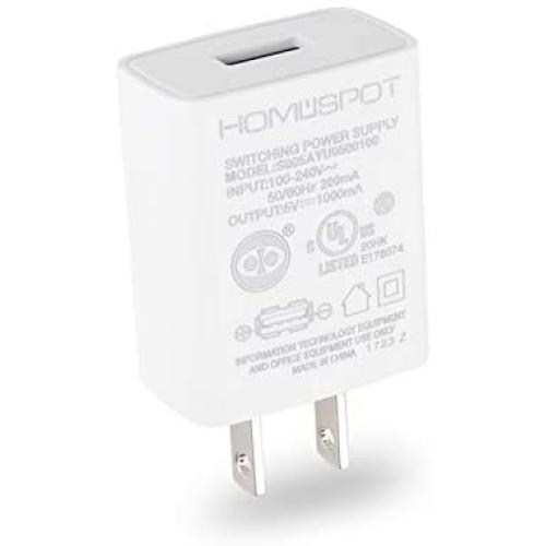 HomeSpot UL Certified USB Wall Charger 5V1A Plug in-Door Power AC Adapter Travel Office Home Use - 1 Pack White