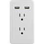 GE Surge Protector Charging Station, Wall Mount Adapter, Power Tap with Phone Holder Shelf, 2 Grounded Outlets, 2 USB Ports, LED Charging Status Indicator, 2.1A Fast Charge, 450 Joules, White, 13465