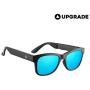 VOCALSKULL Alien 5 Bone Conduction Glasses Polarized Sunglasses Wireless Bluetooth Headset Sports Stereo Music Headphones with Microphone for iOS Android Windows Bright Black Frame (Blue Lens)