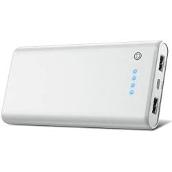 Portable Charger Power Bank【24800mAh】HETP High Capacity External Battery Pack with 4 LED Lights Ultra-Compact High-Speed Recharging Battery Charger for Smart Phone Android Phone Tablet and More- White