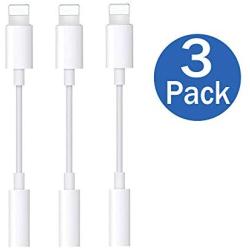 iPhone Headphone Adapter,Compatible with iPhone 7/7Plus /8/8Plus /X/Xs/Xs Max/XR Adapter Headphone Jack,iPhone 3.5 mm Headphone Adapter Jack Compatible with iOS (White 3 Pack)