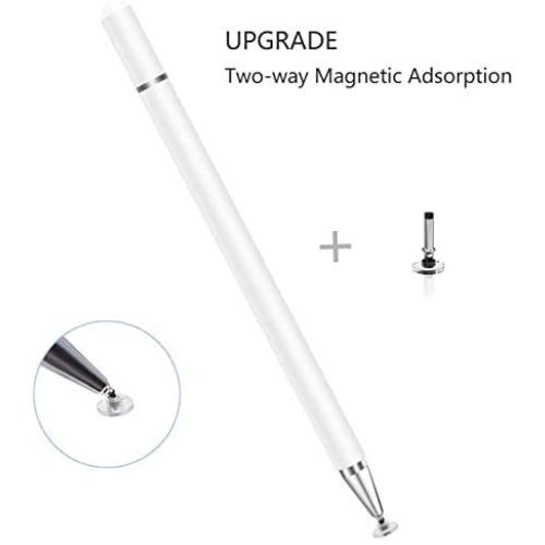 Capacitive Stylus Pen for Touch Screens, High Sensitivity Pencil Magnetism Cover Cap for iPad Pro/iPad Mini/iPad Air/iPhone Series All Capacitive Touch Screens (White)