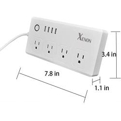 Xenon Smart Power Strip, WiFi Surge Protector,Works with Alexa/Google Home，4AC and 4USB, Remote Control via Smart Phone, Individual Control, Timing Schedule, No Hub Required, White