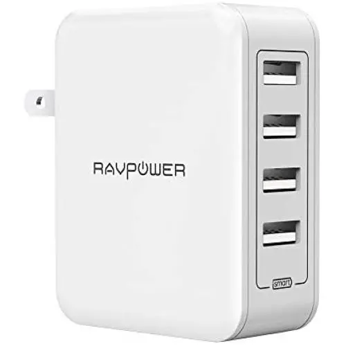 USB Wall Charger RAVPower 40W 8A 4-Port Multi-Port Travel Charger Charging Station, Compatible iPhone 11 Pro Max XS Max XR X, Ipad Pro Air Mini, Galaxy S9 S8 Note 8 Edge, Smartphone, Tablet and More USB Wall Charger RAVPower 40W 8A 4-Port Multi-Port Travel Charger Charging Station, Compatible iPhone 11 Pro Max XS Max XR X, Ipad Pro Air Mini, Galaxy S9 S8 Note 8 Edge, Smartphone, Tablet and More