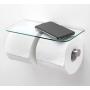 JackCubeDesign Toilet Paper Holder Roll Tissue Dual Dispenser Bathroom Kitchen Roll Holder, Shelf Dual Holder for Mobile Phone, Tissue Hanger -Wall Stainless Steel MK428D (Glass Type2)