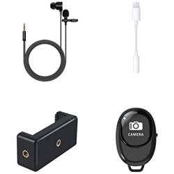 Vlogging Accessory Kit for Video Recording, Tripod Accessories Replacement of Phone Microphone Mobile Mount Clip Adapter Bluetooth Remote Shutter 3.5mm Headphone Jack Adapter for Live Streaming