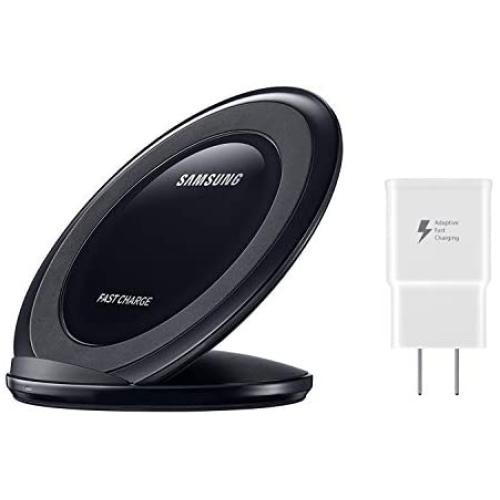 Samsung Qi Certified Fast Charge Wireless Charging Pad + Stand - Supports wireless charging on Qi compatible smartphones - Black