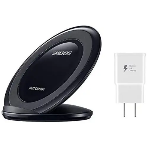 Samsung Qi Certified Fast Charge Wireless Charging Pad + Stand - Supports wireless charging on Qi compatible smartphones - Black Samsung Qi Certified Fast Charge Wireless Charging Pad + Stand - Supports wireless charging on Qi compatible smartphones - Black