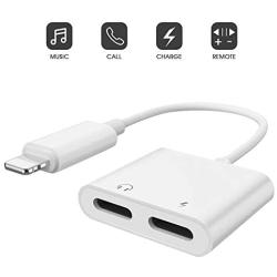 Headphone Adapter & Splitter for iPhone, 4 in 1 Earphone Audio & Charger for iPhone SE/11/11 Pro/11 Pro max/X/XR/XS/8/7, Compatible All iOS Systems