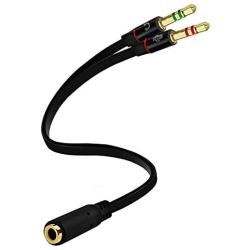 D & K Exclusives Headphone Splitter for Computer 3.5mm Female to 2 Dual 3.5mm Male Headphone Mic Audio Y Splitter Cable Smartphone Headset to PC Adapter