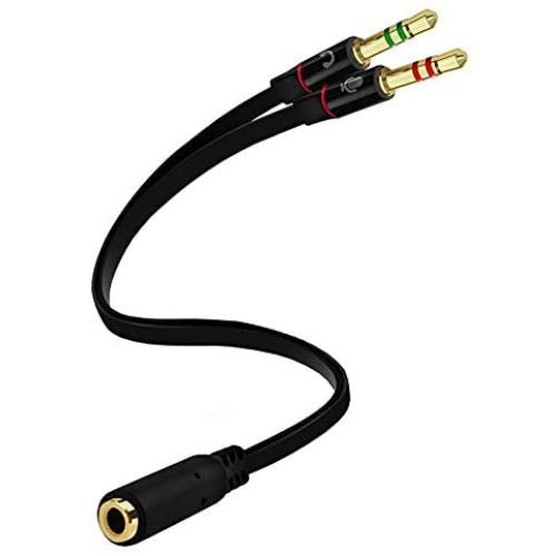 D & K Exclusives Headphone Splitter for Computer 3.5mm Female to 2 Dual 3.5mm Male Headphone Mic Audio Y Splitter Cable Smartphone Headset to PC Adapter