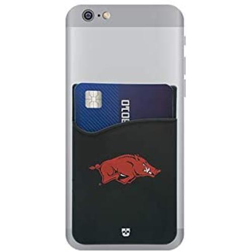 Arkansas Razorbacks Adhesive Silicone Cell Phone Wallet/Card Holder for iPhone, Android, Samsung Galaxy, Most Smartphones