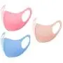 Washable and Reusable Fabric Face Mouth Madks Breathable Face Covering for Summer, 3 Pack_Blue/Orange/Pink