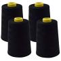 4 SPOOLS of 6000 Yards Polyester Sewing Thread for Sewing Machine All Purpose Premium Quality Thread (Black)