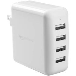 AmazonBasics 40W 4-Port Multi USB Wall Charger, White