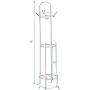 Tangkula Toilet Paper Holder Stand, Chrome Finish and Iron Framework, No Assembly Required, Free Standing Toilet Paper Roll Holder with Dispenser for Bathroom Storage (Silver)