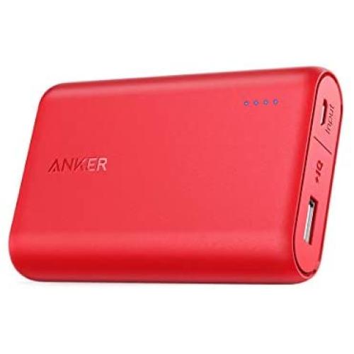 Anker PowerCore 10000 Portable Charger, One of The Smallest and Lightest 10000mAh External Battery, Ultra-Compact High-Speed-Charging-Technology Power Bank for iPhone, Samsung Galaxy and More (Red)