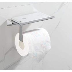 KAIIY Toilet Paper Holder with Phone Shelf, Bathroom Accessories SUS 304 Stainless Steel Toilet Roll Holder for All Mobile Phone, Wall Mounted Bathroom Tissue Holder for Wet Wipes