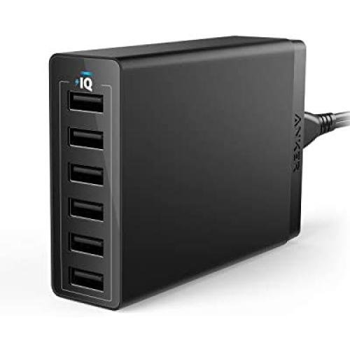 USB Wall Charger, Anker 60W 6 Port USB Charging Station, PowerPort 6 Multi USB Charger for iPhone Xs/Max/XR/X/8/7/Plus, iPad Pro/Air 2/Mini/iPod, Galaxy S9/S8/S7/Edge/Plus, Note, LG, HTC, and More
