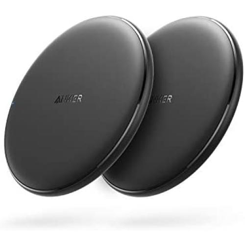 Anker Wireless Charger, 2 Pack PowerWave Pad, Qi-Certified, 7.5W for iPhone 11, 11 Pro, 11 Pro Max, Xs Max, XR, Xs, X, 8, 8 Plus, 10W for Galaxy S10 S9 S8, Note 10 Note 9 Note 8 (No AC Adapter)