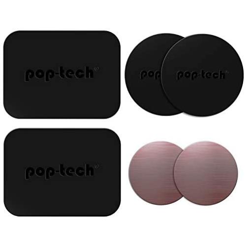 Metal Plate, Pop-Tech 6 Pack Universal Mount Metal Plate with Adhesive for Magnetic Car Mount Cell Phone Holder, 2 Rectangular and 4 Round