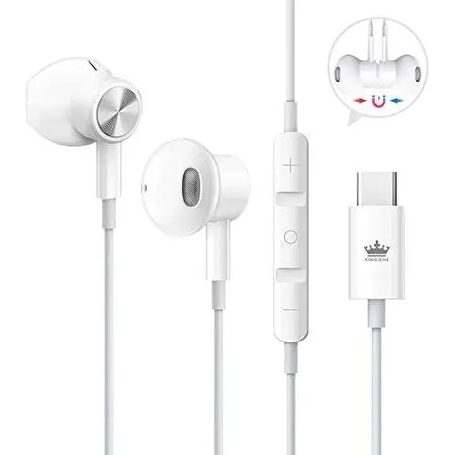 USB C Headphones,KINGONE Type C Earbuds USB C Earphones HiFi Stereo Magnetic with Mic & Volume Control Compatible with Google Pixel 3/2/XL,iPad Pro 2018,MacBook,Sony XZ2 Pro,Samsung S9 (White) USB C Headphones,KINGONE Type C Earbuds USB C Earphones HiFi Stereo Magnetic with Mic & Volume Control Compatible with Google Pixel 3/2/XL,iPad Pro 2018,MacBook,Sony XZ2 Pro,Samsung S9 (White)