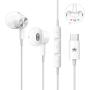USB C Headphones,KINGONE Type C Earbuds USB C Earphones HiFi Stereo Magnetic with Mic & Volume Control Compatible with Google Pixel 3/2/XL,iPad Pro 2018,MacBook,Sony XZ2 Pro,Samsung S9 (White)