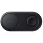 Samsung Galaxy Buds, Bluetooth True Wireless Earbuds (Wireless Charging Case Included), Silver & Wireless Charger Duo Pad, Fast Charge 2.0 - Black