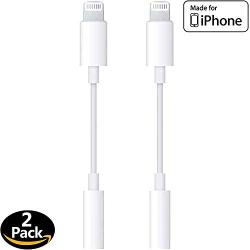 [Apple MFi Certified] iPhone 3.5 mm Headphone Jack Adapter, Lightning to 3.5mm Headphone Aux Audio Dongle Splitter Jack Adaptor Compatible for iPhone 11/11 Pro/XR/XS Max/X/8/7 Support All iOS System