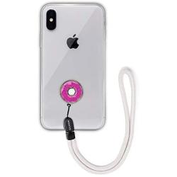 MOXYO - Zigi Band - Universal Cell Phone Lanyard and Wrist Strap, Works with All Smartphones and Tablets Including iPhone and Galaxy & Most Cases (Pink Donut w/Black Lanyard)