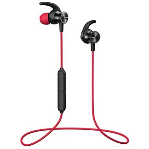 Bluetooth Headphones, COOSII Wireless Sport Earbuds Sweatproof In Ear Earphones with Mic Magnetic for Running Workout Gym iOS Android Cell Phones(Black Red)