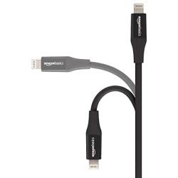 AmazonBasics Lightning to USB A Cable, Advanced Collection, MFi Certified Apple iPhone Charger, Black, 6 Foot, 2 Pack