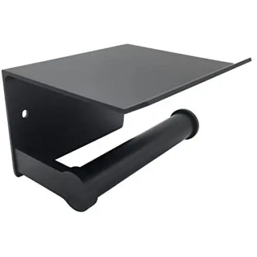 lofekea Toilet Paper Holder, Wall Mount Matte Bathroom Toilet Tissue Holder Black Aluminum Toilet Roll Holder with Mobile Phone Storage Shelf and Anti-Slip Mat lofekea Toilet Paper Holder, Wall Mount Matte Bathroom Toilet Tissue Holder Black Aluminum Toilet Roll Holder with Mobile Phone Storage Shelf and Anti-Slip Mat
