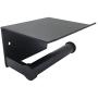 lofekea Toilet Paper Holder, Wall Mount Matte Bathroom Toilet Tissue Holder Black Aluminum Toilet Roll Holder with Mobile Phone Storage Shelf and Anti-Slip Mat