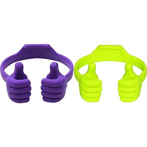 Honsky Thumbs-up Phone Stand for Tablets, E-readers and Smart Phones - 2 Pack - Green, Purple