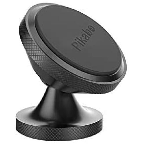 Magnetic Phone Car Mount, Pikabo Universal Stick On Dashboard 360 Degree Rotation Magnetic Cell Phone Holder for iPhone 11 Pro Max Xs MAX X 8 7 6 Plus Samsung Huawei Xiaomi and Others. (Black)
