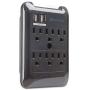 Cable Matters 6 Outlet Wall Mount Surge Protector with USB Charging in Black (Updated Version with Dimmed LED Light)