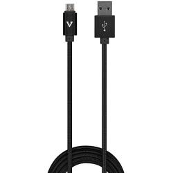 Micro USB Cable [12 FT] - by vCharged, Black Micro USB Charger Nylon Braided for Samsung S7, Kindle Fire Charger, Alexa, HTC, LG, Windows, Android Smartphones w/ 1 Year Warranty